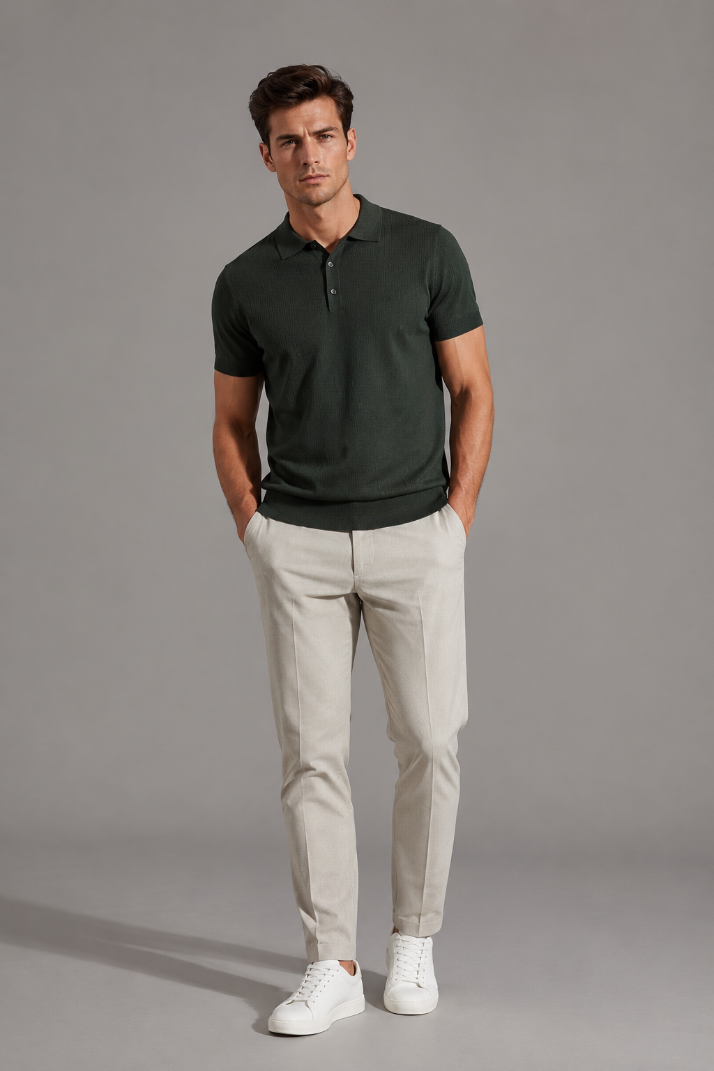Clerk 32 knit polo front fit record