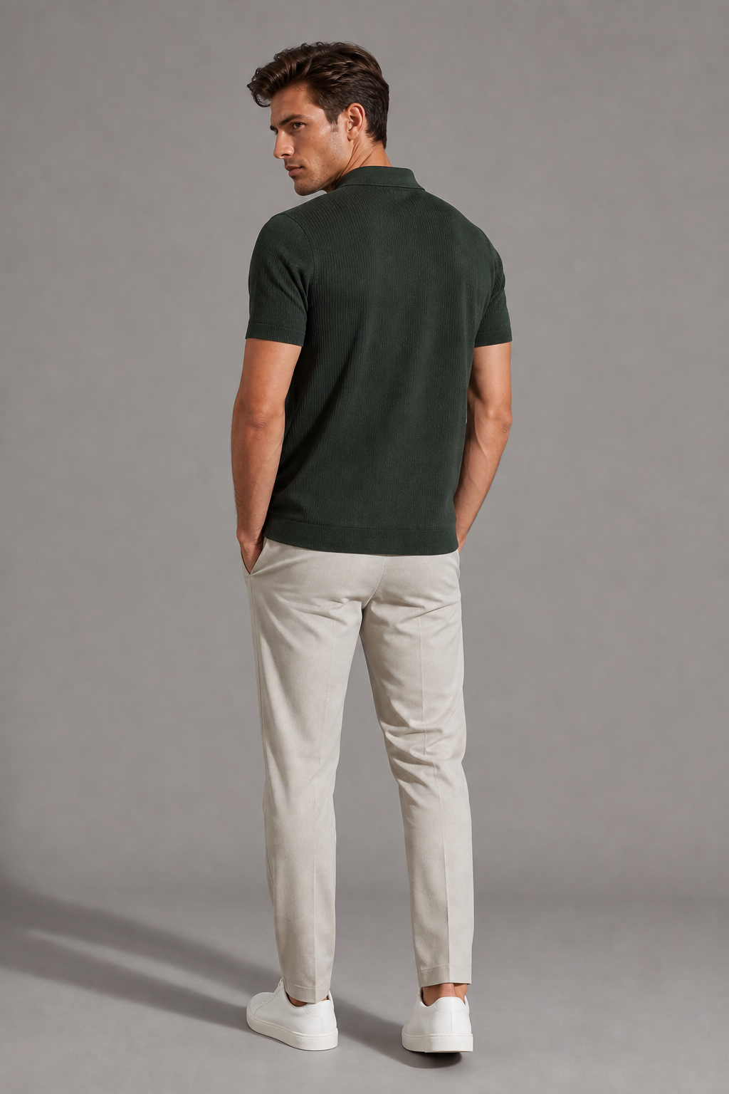 Clerk 32 knit polo back shoulder read