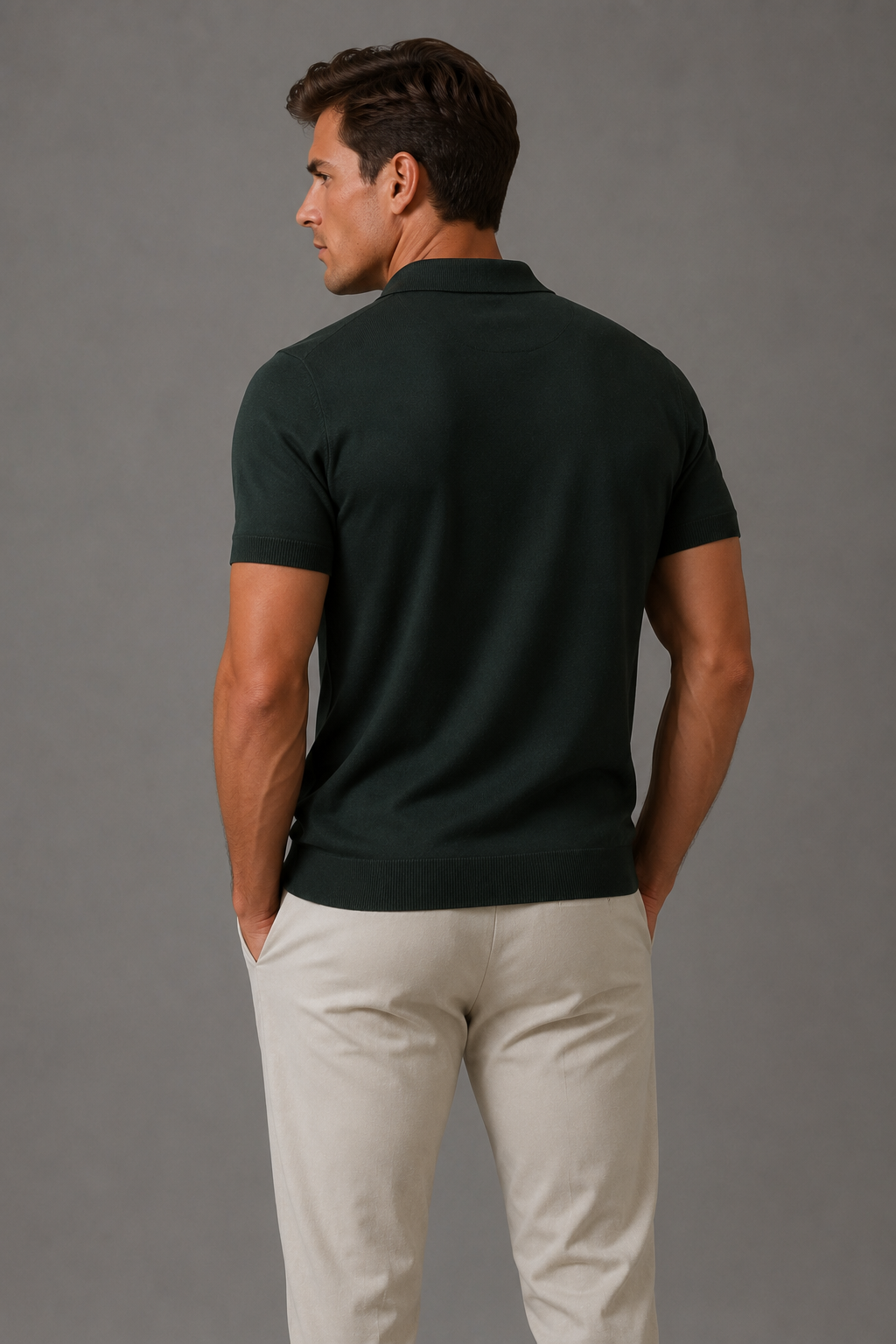 Bounces 57 knit polo back shoulder read