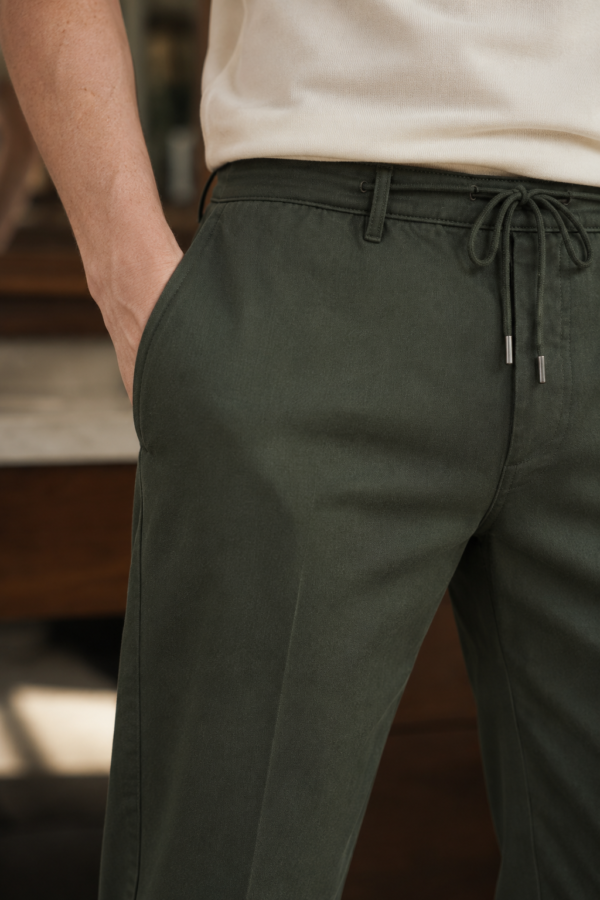 Barber 08 drawcord trouser fabric detail