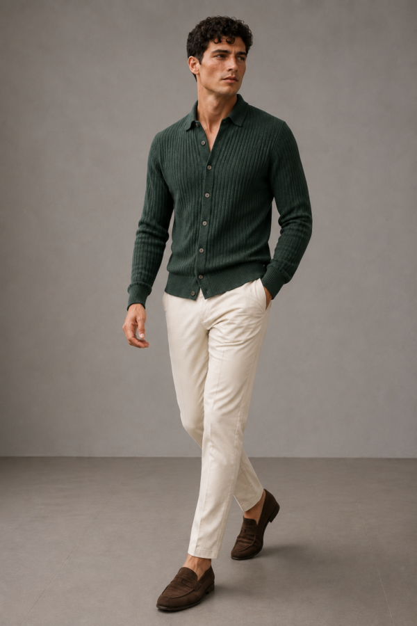 N9 24 rib cardigan alternate angle