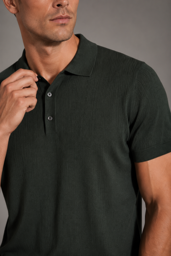 Clerk 32 knit polo fabric detail