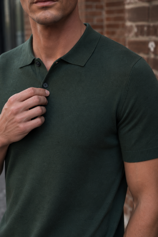 Clerk 42 knit polo fabric detail