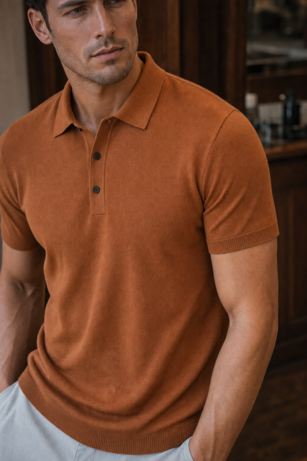 Clerk 62 knit polo fabric detail