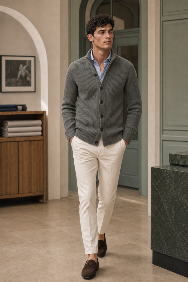 N9 64 rib cardigan alternate angle