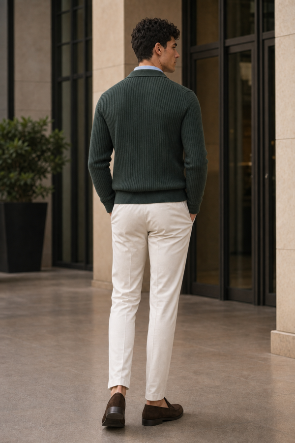Forge 69 rib cardigan back or construction
